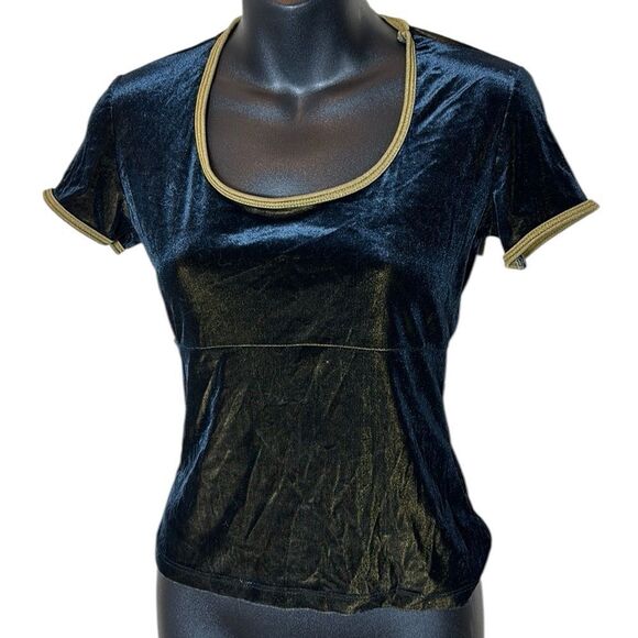 Vintage Forever 21 velvet irridescent babydoll crop tank top blue brown gold lg - Picture 1 of 4